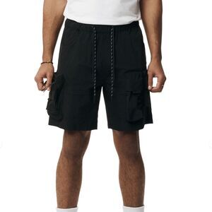 New SMOKE RISE Utility Windbreaker Cargo Shorts Men’s Zip Pockets Black SIZE S